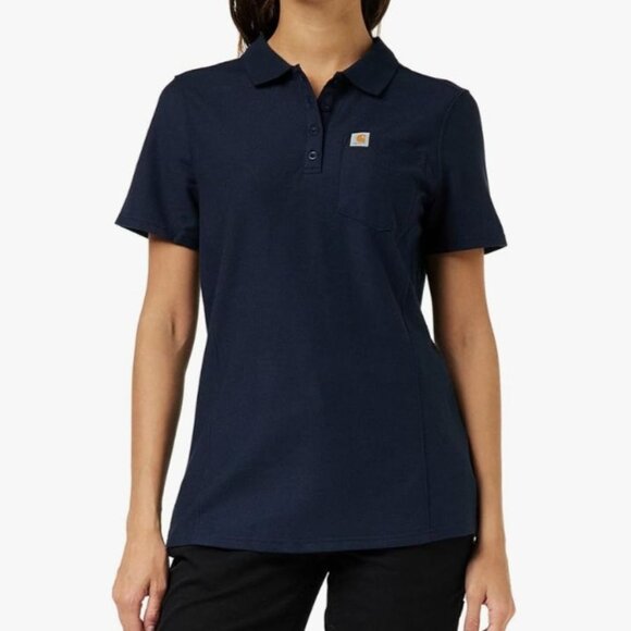 Carhartt Force Relaxed Fit Polo Shirt Womens Large Blue New Moisture Wicking - Picture 1 of 11